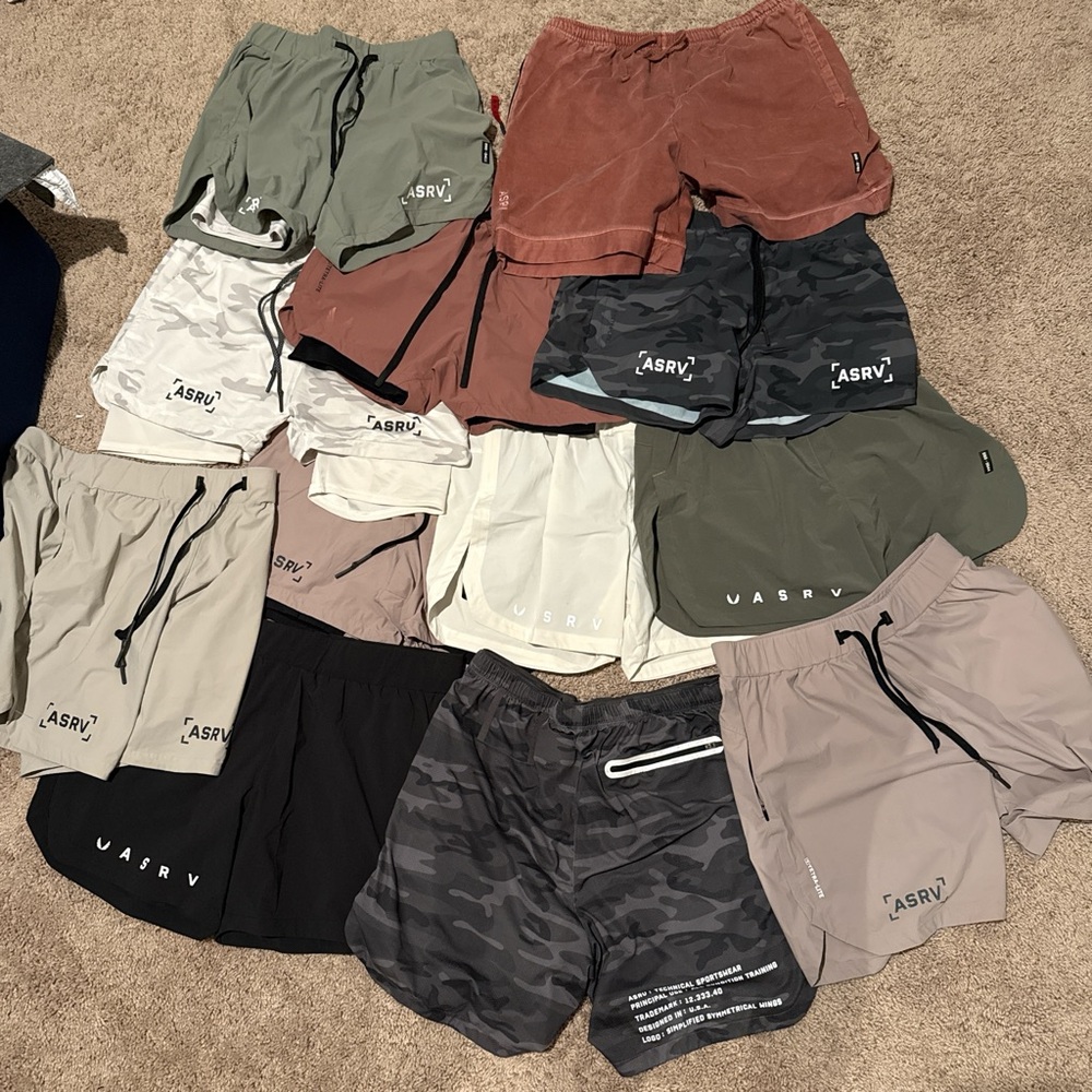 ASRV Men's Athletic Shorts - Olive, Rust, Black, Cream, Camouflage